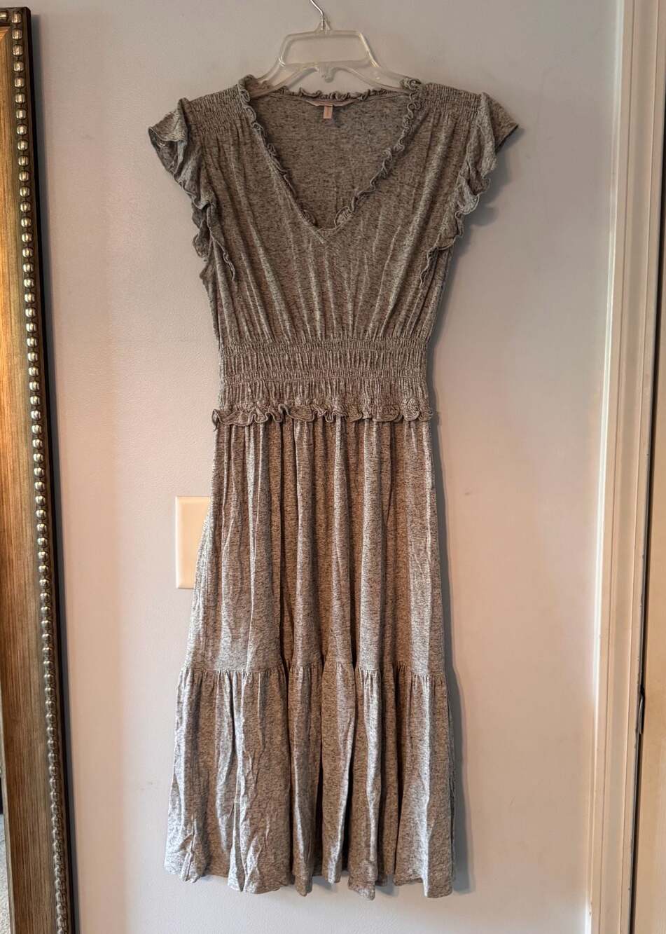 Soft Girl Cottagecore Ruffle Midi Dress | Romantic Neutral Fairycore Prairie